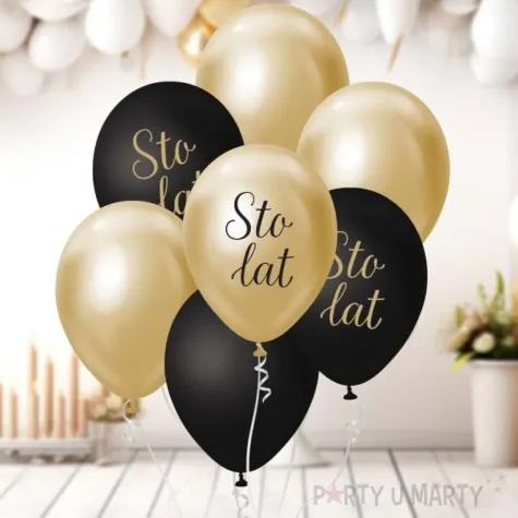 balony pastel metalik mix sto lat zloty czarny godan 12 7 szt