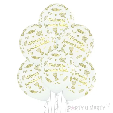 balony pierwsza komunia sw biale belbal 12 6 szt