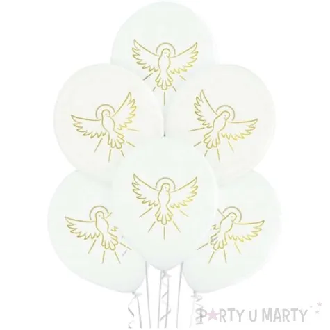 balony pierwsza komunia zloty golab biale belbal 12 6 szt