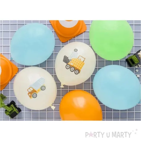 balony pojazdy budowlane mix partydeco 12 6 szt