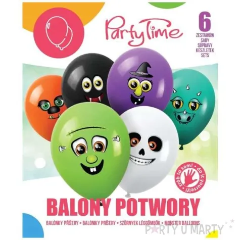 balony potwory naklejki pastel mix arpex 10 6 szt