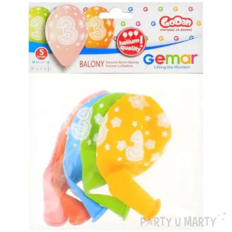 balony premium cyfrra 3 mix godan 13 5 szt