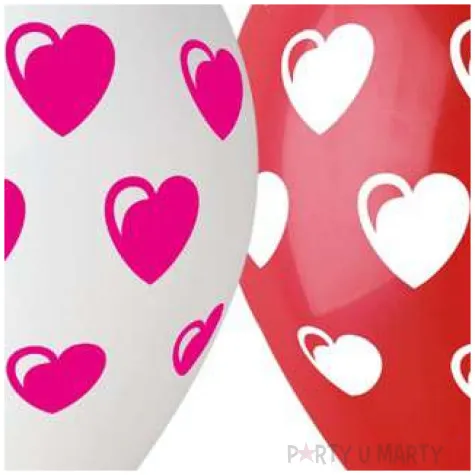 balony premium serduszka mix czerwony gemar 12 cali 5 szt