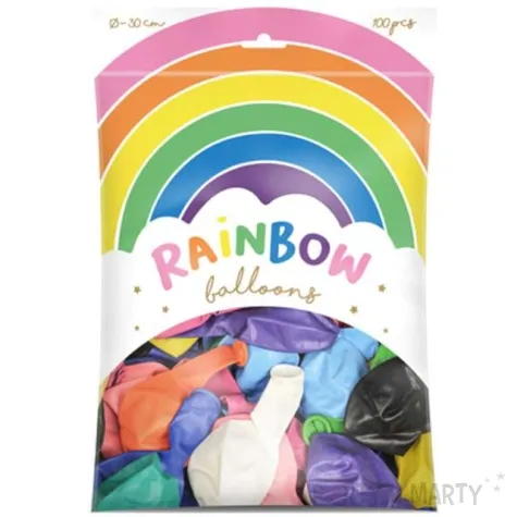balony rainbow metalizowane mix partydeco 11 100 szt