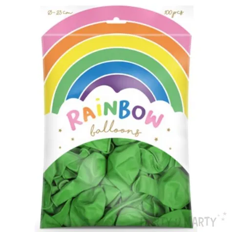 balony rainbow metalizowane zielone jasne partydeco 9 100 szt