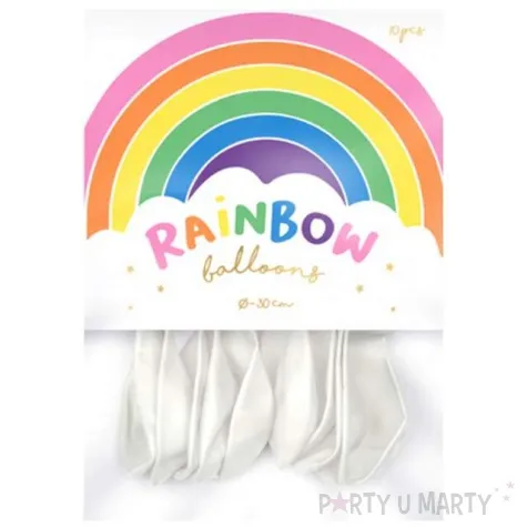 balony rainbow pastelowe biale partydeco 11 10 szt