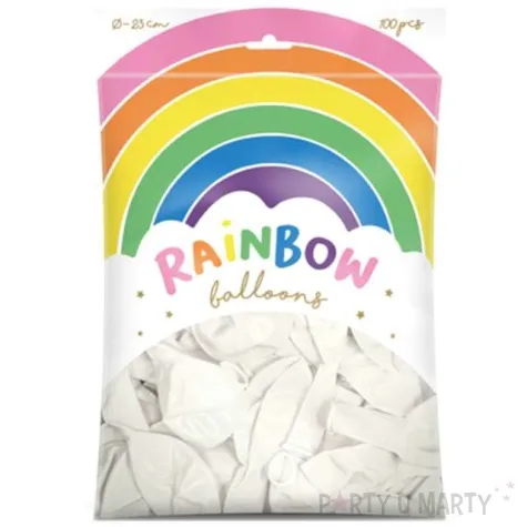 balony rainbow pastelowe biale partydeco 9 100 szt