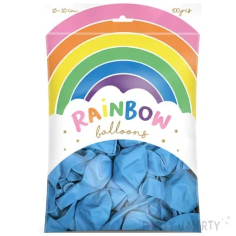 balony rainbow pastelowe blekitne partydeco 11 100 szt