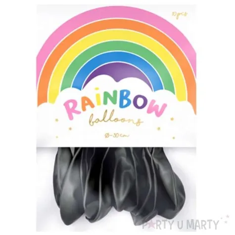 balony rainbow pastelowe czarne partydeco 11 10 szt