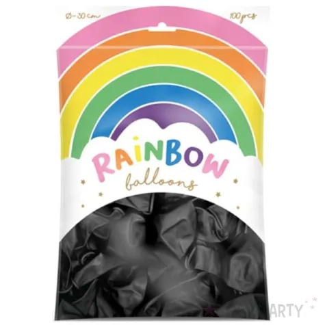 balony rainbow pastelowe czarne partydeco 11 100 szt