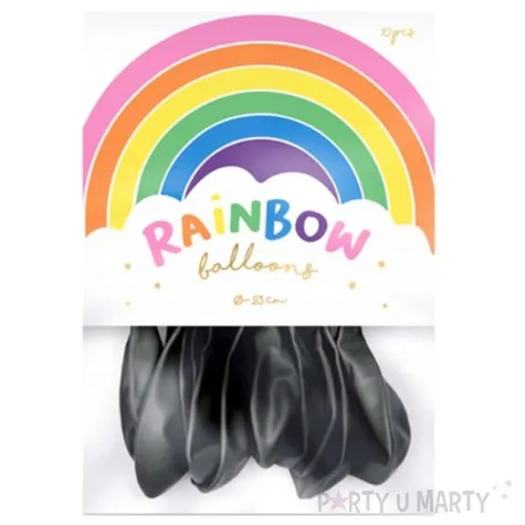 balony rainbow pastelowe czarne partydeco 9 10 szt