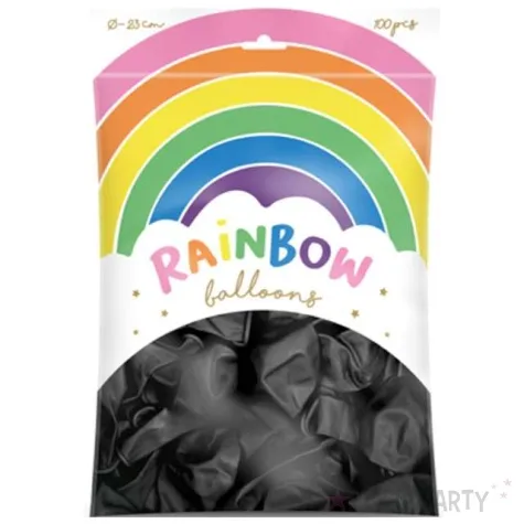 balony rainbow pastelowe czarne partydeco 9 100 szt