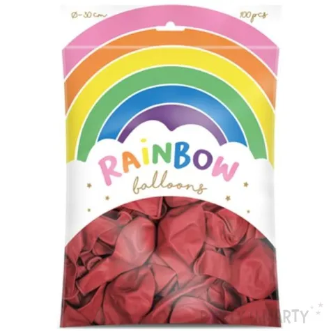 balony rainbow pastelowe czerwone partydeco 11 100 szt