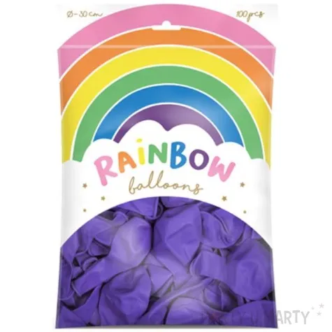 balony rainbow pastelowe fioletowe partydeco 11 100 szt