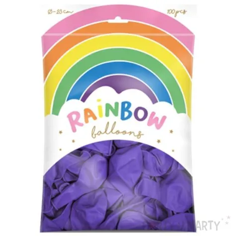 balony rainbow pastelowe fioletowe partydeco 9 100 szt