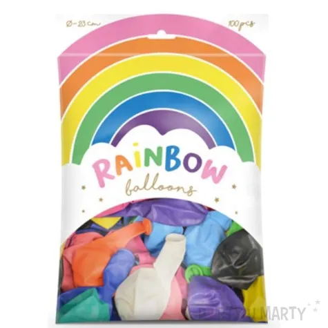 balony rainbow pastelowe mix partydeco 9 100 szt