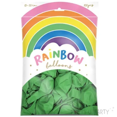 balony rainbow pastelowe zielone partydeco 11 100 szt