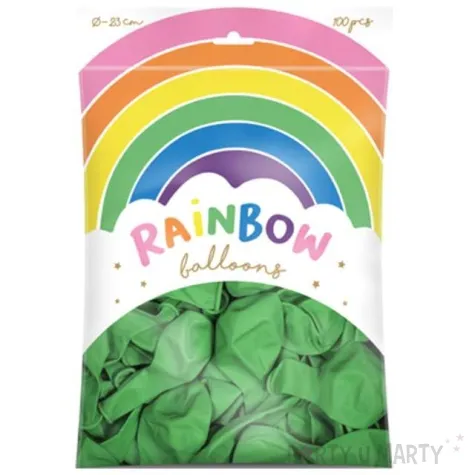 balony rainbow pastelowe zielone partydeco 9 100 szt