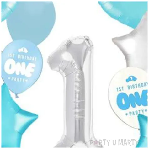 balony roczek 1 urodziny chlopca niebieski jasny partypal zestaw