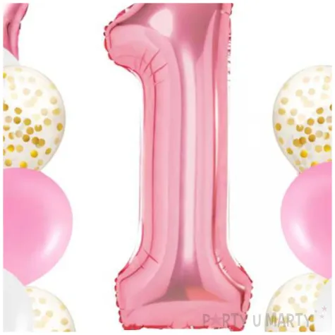 balony roczek 1 urodziny dziewczynki rozowy jasny partypal zestaw