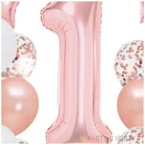 balony roczek 1 urodziny rose gold partypal zestaw