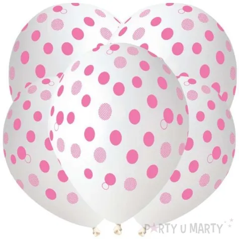 balony rozowe kropki transparent gemar 12 5 szt
