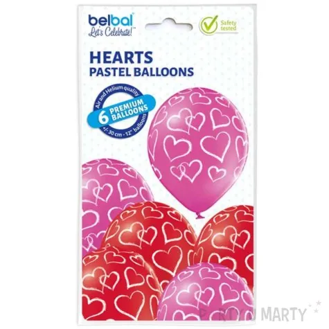 balony serca pastel mix belbal 12 6 szt