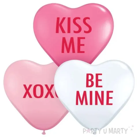 balony serca pastelowe z napisami qualatex 6 100 szt