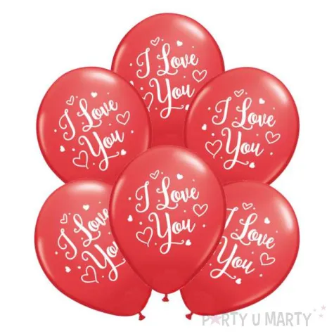 balony serce i love you czerwony pastel qualatex 11 6 szt