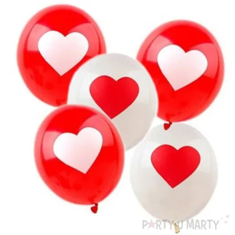 balony serce mix czerwony i bialy belbal 11 5 szt