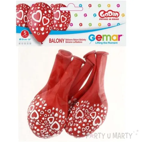 balony serduszka czerwone gemar 12 5 szt
