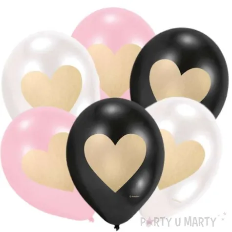 balony serduszka zlote mix amscan 11 6 szt