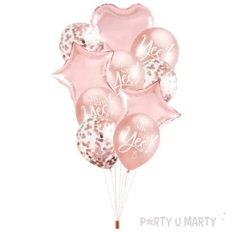 balony she said yes rose gold partypal zestaw