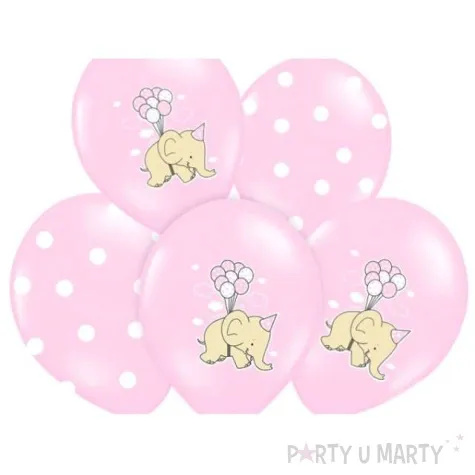 balony slonik z balonami biale kropki rozowy jasny strong balloons 14 50 szt