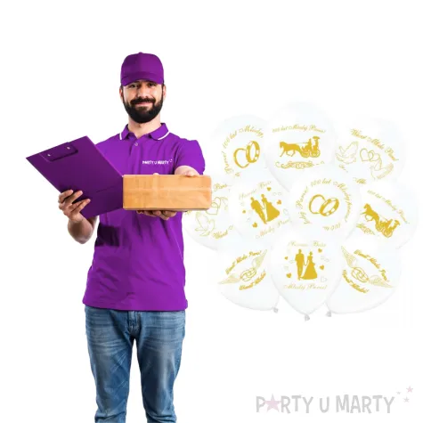 balony slub wesele bialo zlote partypal 12 20 szt