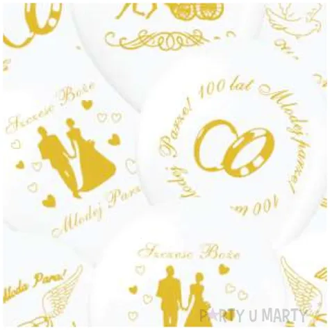 balony slub wesele bialo zlote partypal 12 20 szt