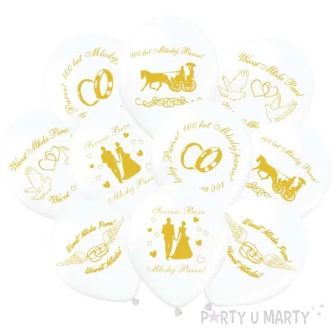 balony slub wesele bialo zlote partypal 12 20 szt