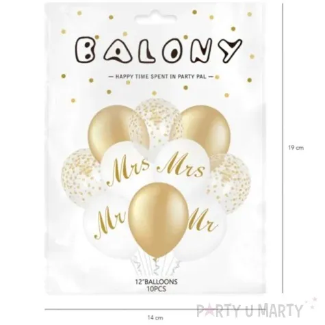 balony slub zlote z konfetti biale i zlote partydeco 12