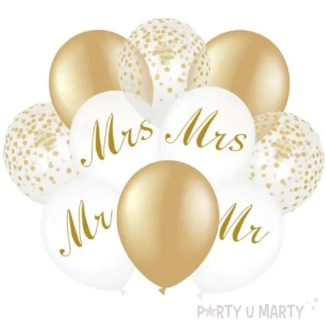 balony slub zlote z konfetti biale i zlote partydeco 12