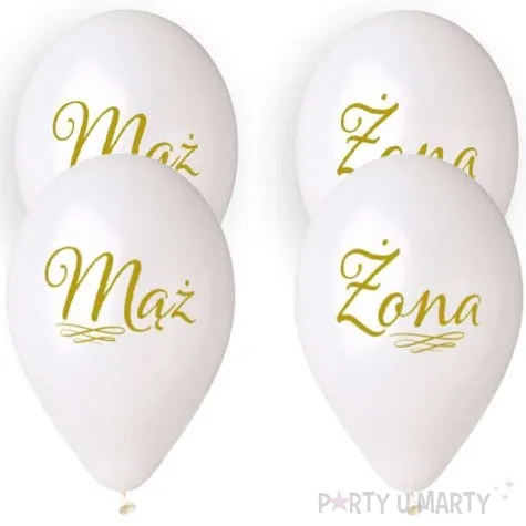 balony slubne maz i zona z wezykiem biale gemar 13 4 szt