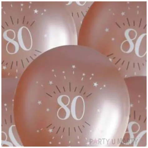 balony sparkling liczba 80 rozowe zloto santex 12 6 szt