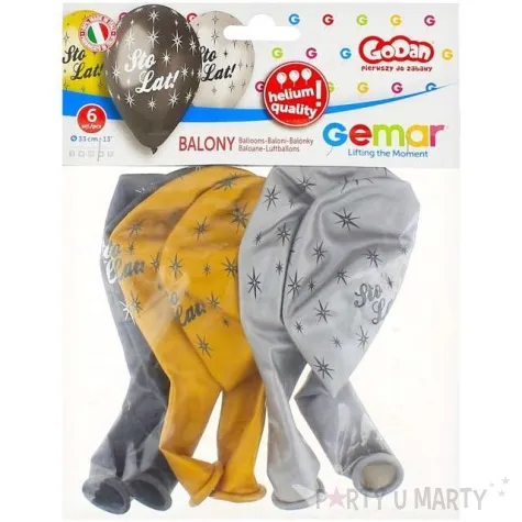 balony sto lat metaliczne 13 gemar 6 szt