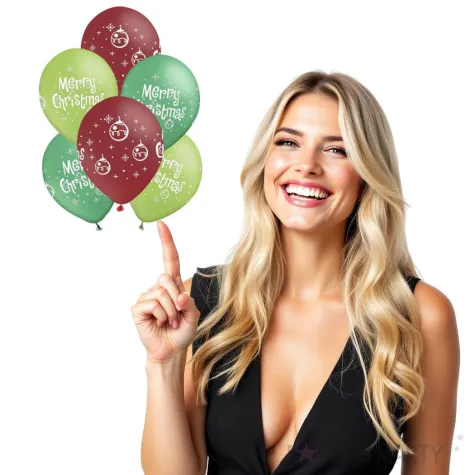 balony swiateczne merry christmas 12 partypal 6 szt