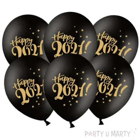 balony sylwester 2021 czarny pastel strong 12 6szt