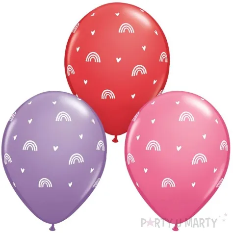 balony tecze i serca mix qualatex 11 25 szt