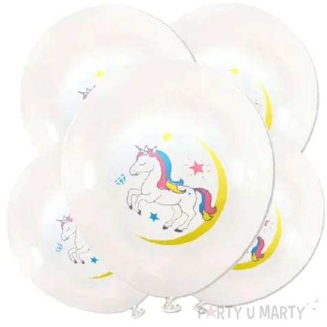 balony teczowe jednorozce biale dekoracjepolska 12 5 szt