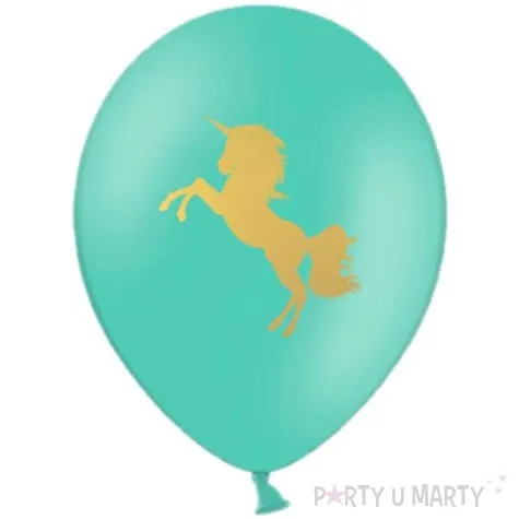 balony unicorn gold mietowe 11 5 szt