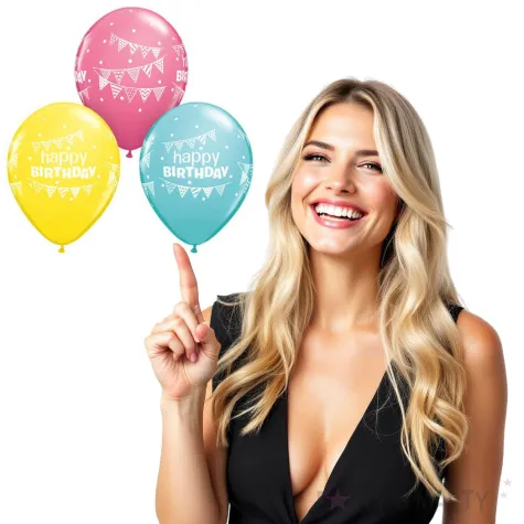 balony urodziny z girlanda mix qualatex 11 25 szt