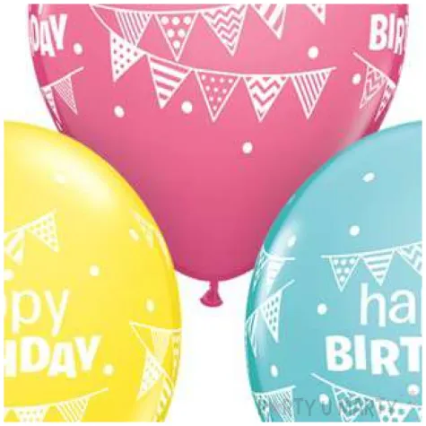 balony urodziny z girlanda mix qualatex 11 25 szt