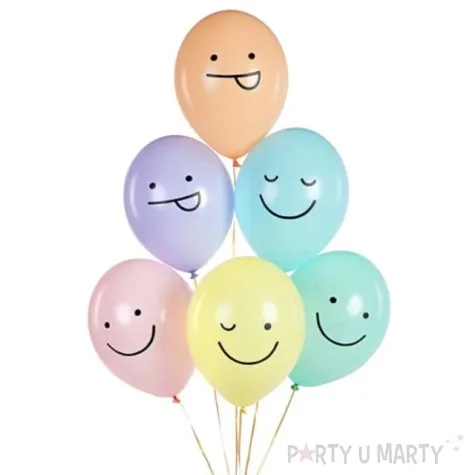 balony usmiechniete buzki pastel mix partydeco 12 6 szt
